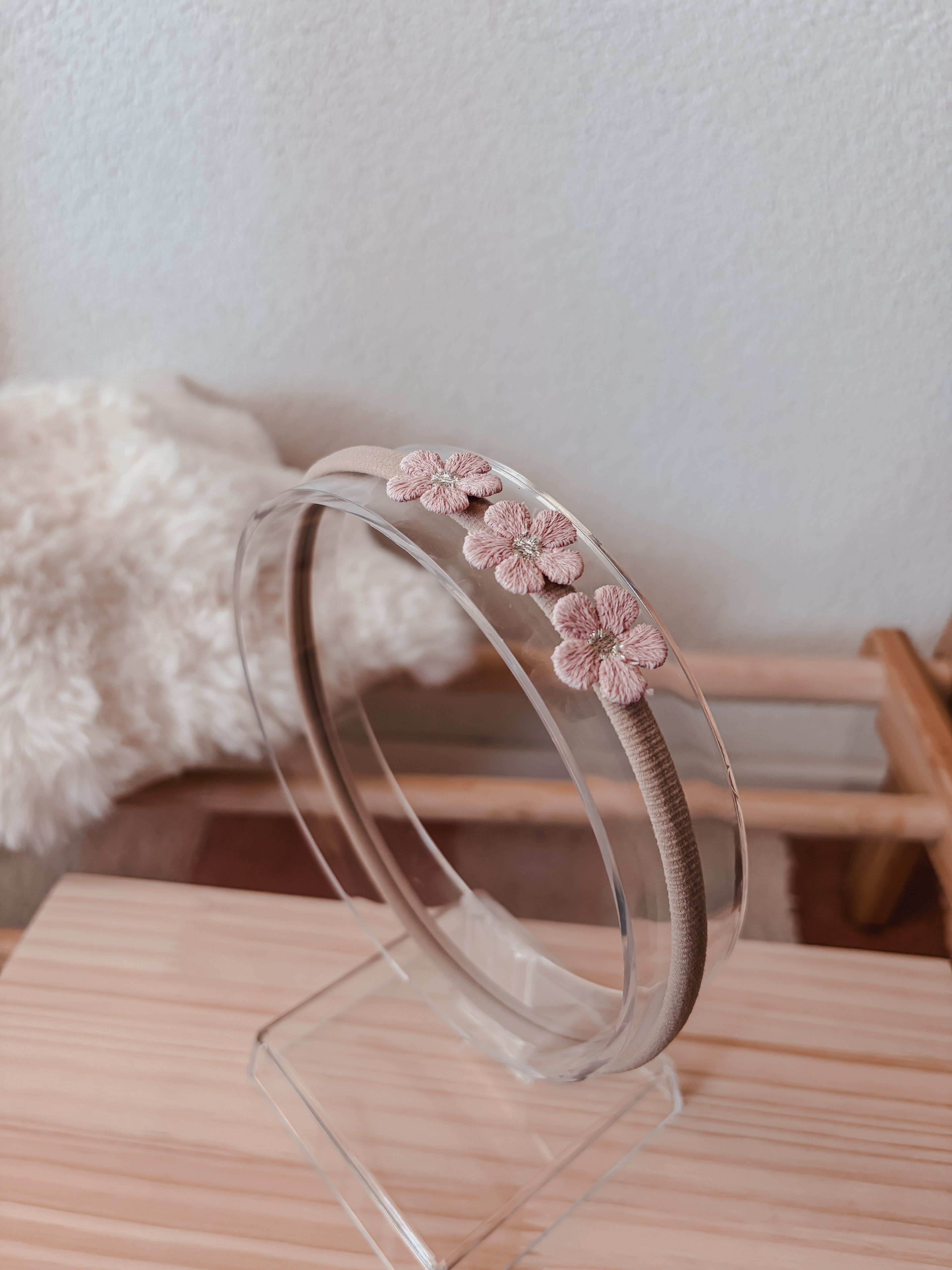 Baby haarband bloem roze