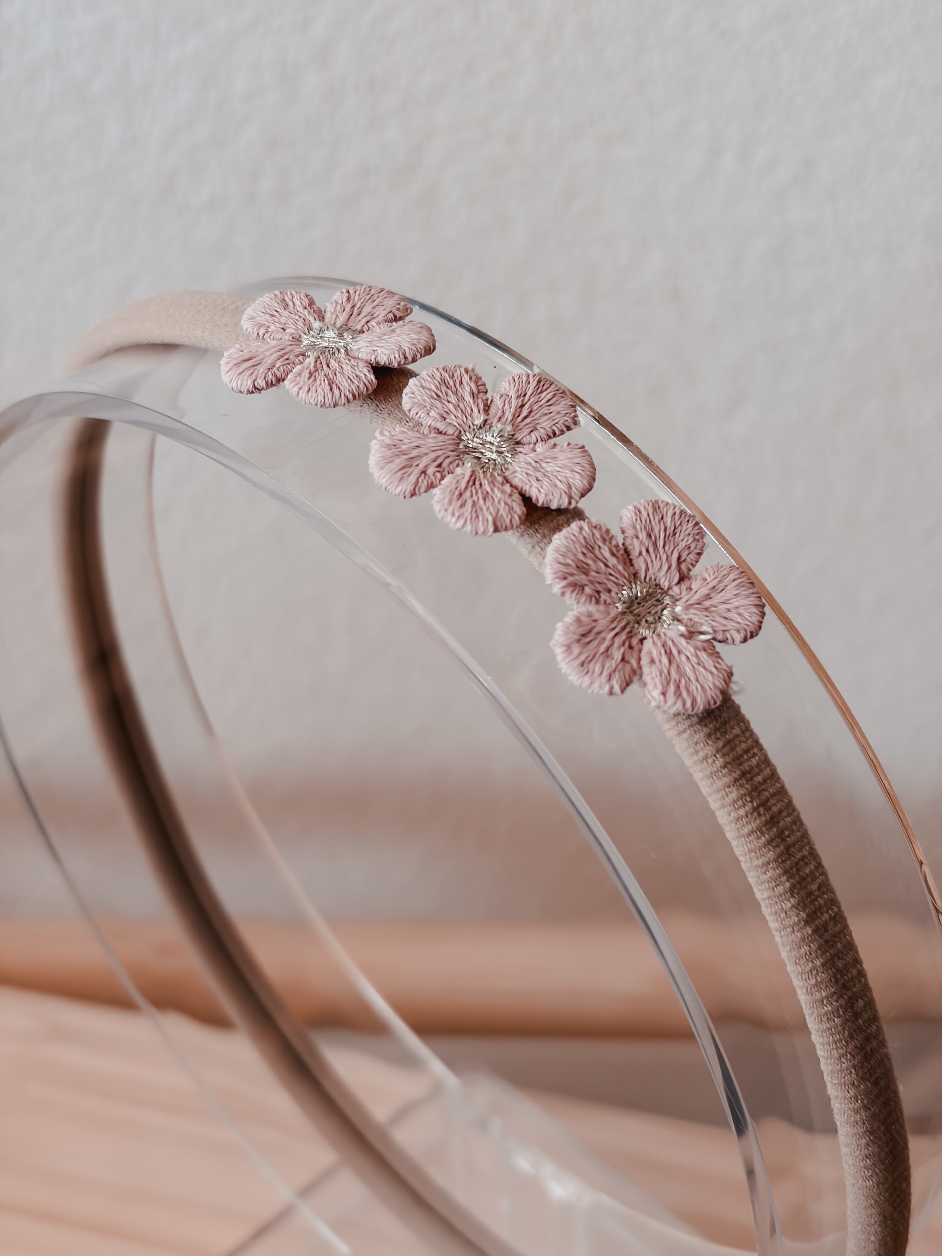 Baby haarband bloem roze