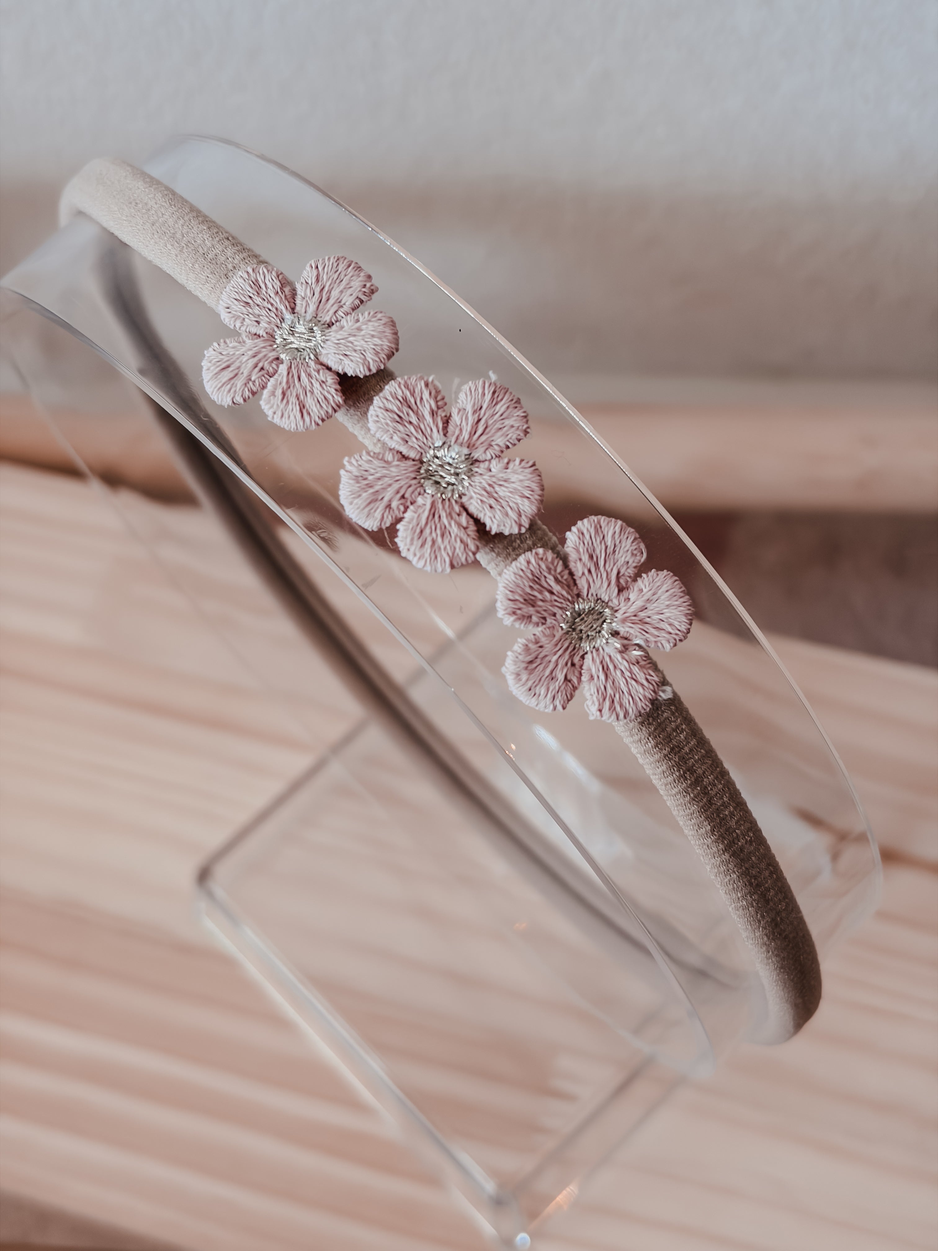 Baby haarband bloem roze