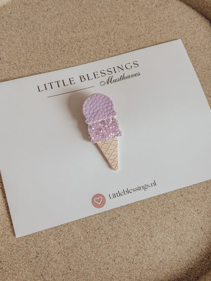 Haarspeldjes alligator - IceCream Cone Paars