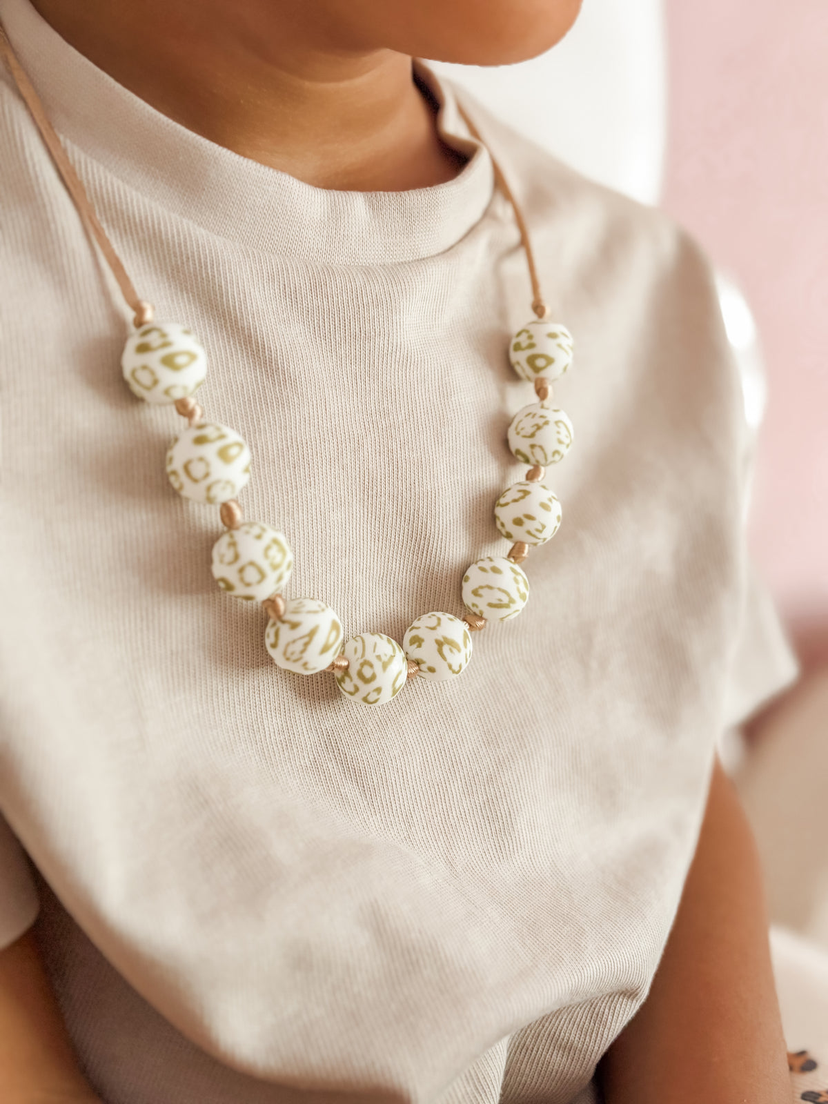 Kinderketting Leopard- Wit/goud
