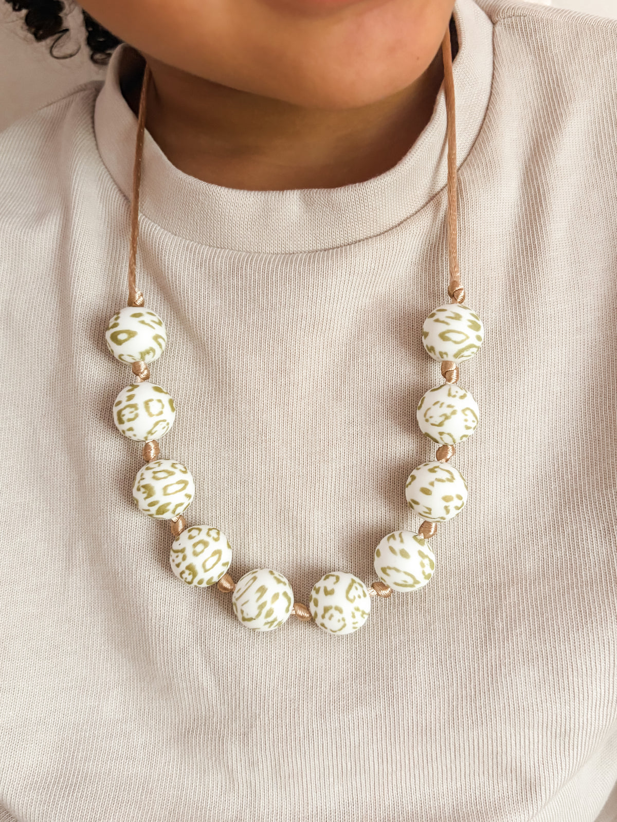 Kinderketting Leopard- Wit/goud
