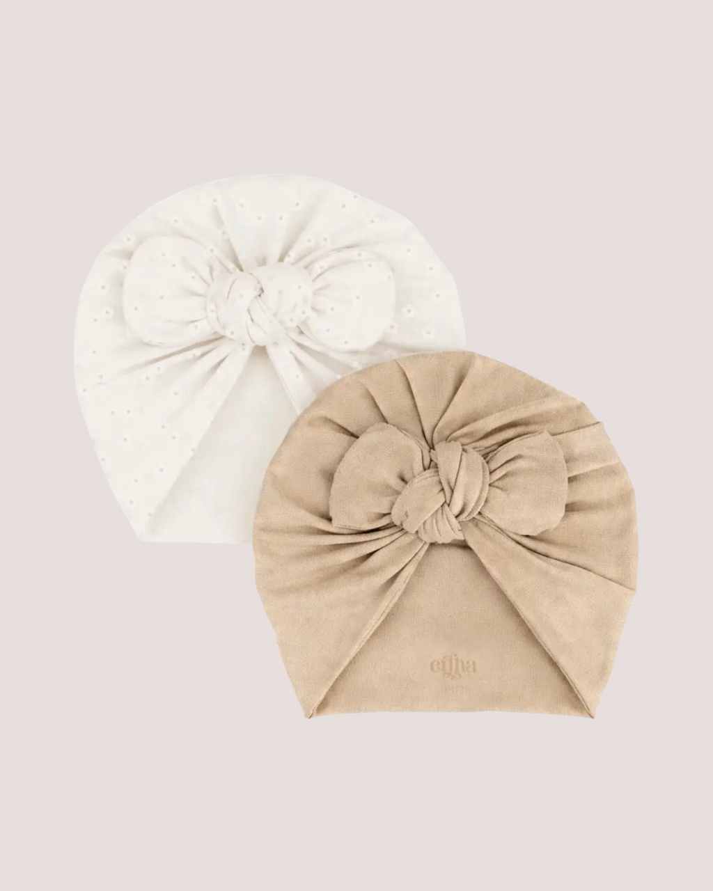 Mrs. Ertha Baby Turban set van 2 - bloem/neutraal
