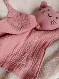 Mousseline knuffeldoekje konijn handgeborduurd met naam - diverse kleuren