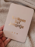 Wenskaart Goudfolie - Welkom lief jongetje Naturel