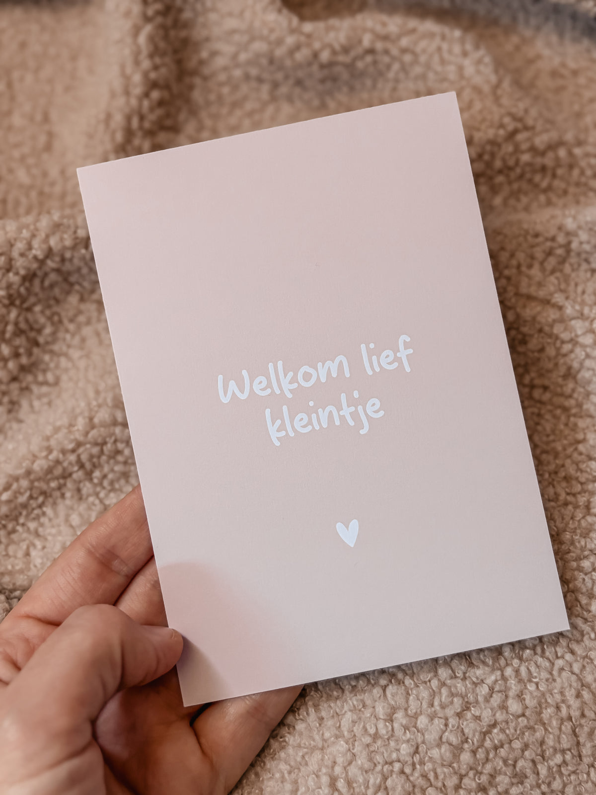 Wenskaart - Welkom lief kleintje zachtroze